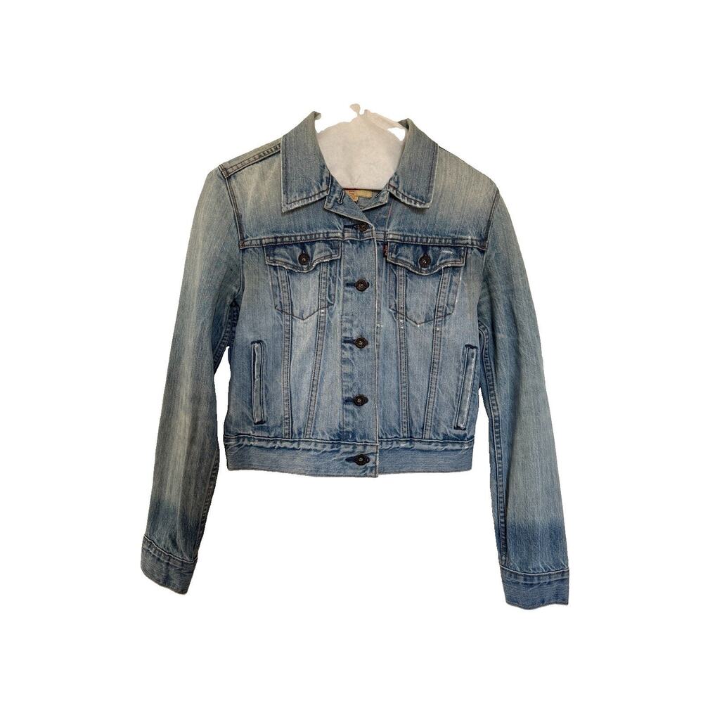 Vintage Levi’s Women XS Light Wash Denim Jean Jacket Cropped Trucker 100% Cotton